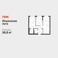 Планировка двухкомнатной(квартира) площадью 56.8 квадратных метров в “ЖК Ильинские луга”