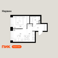 Планировка однокомнатной(квартира) площадью 36.4 квадратных метров в “Нарвин”