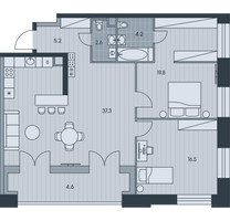 Планировка трехкомнатной(квартира) площадью 90.3 квадратных метров в “ЖК Ever (Эвер)”