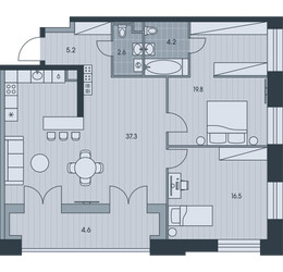 Планировка трехкомнатной(квартира) площадью 90.3 квадратных метров в ЖК “ЖК Ever (Эвер)”