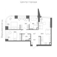 Планировка двухкомнатной(квартира) площадью 84.1 квадратных метров в “ЖК СТОУН Блик”