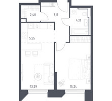 Планировка однокомнатной(апартаменты) площадью 47.84 квадратных метров в “ЖК Скай Спутник”
