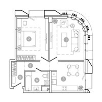 Планировка двухкомнатной(квартира) площадью 61 квадратных метров в “ЖК УНО Соколиная гора”