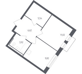 Планировка однокомнатной(квартира) площадью 36.6 квадратных метров в ЖК “ЖК Рублевский Квартал”