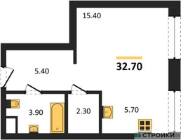 Планировка студии(квартира) площадью 32.7 квадратных метров в “ЖК SOUL (СОУЛ)”