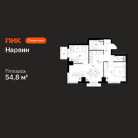 Планировка двухкомнатной(квартира) площадью 54.8 квадратных метров в “Нарвин”