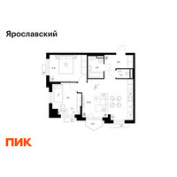 Планировка двухкомнатной(квартира) площадью 57.1 квадратных метров в “ЖК Ярославский”