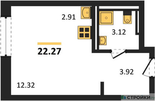 Планировка студии(квартира) площадью 22.27 квадратных метров в “ЖК Егорово Парк”