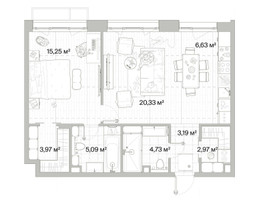 Планировка однокомнатной(квартира) площадью 62.16 квадратных метров в “Архитектурный проект Мыс”