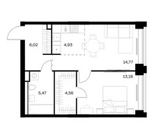 Планировка однокомнатной(квартира) площадью 48.93 квадратных метров в “ЖК НОВА”