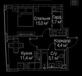 Планировка однокомнатной(квартира) площадью 37.6 квадратных метров в ЖК “ЖК СЕЗАР БУДУЩЕЕ”