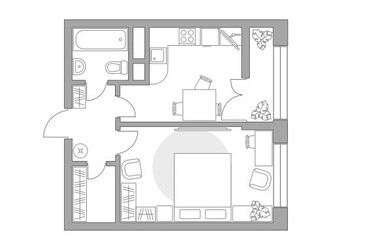 Планировка однокомнатной(квартира) площадью 36.66 квадратных метров в ЖК “ЖК Пехра”