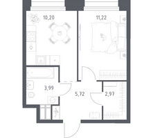 Планировка однокомнатной(апартаменты) площадью 34.1 квадратных метров в “ЖК Апарт-отель Тропарево парк”