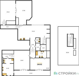 Планировка двухкомнатной(квартира) площадью 244.92 квадратных метров в “ЖК Большая Дмитровка IX”