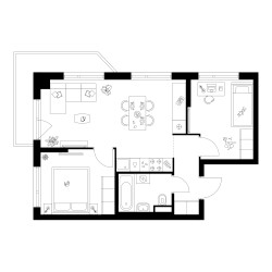 Планировка двухкомнатной(квартира) площадью 50.1 квадратных метров в ЖК “ЖК Онежский вал”