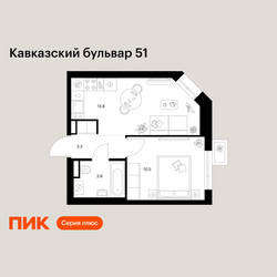 Планировка однокомнатной(квартира) площадью 31.4 квадратных метров в ЖК “ЖК Кавказский бульвар 51”