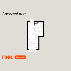 Планировка студии(квартира) площадью 22.8 квадратных метров в ЖК “ЖК Амурский парк”