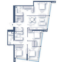 Планировка 4+ комнатной(квартира) площадью 138.95 квадратных метров в “ЖК Дом Дау”