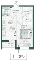 Планировка однокомнатной(квартира) площадью 40.54 квадратных метров в ЖК “ЖК Рига Хиллс”