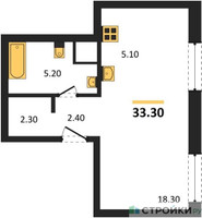 Планировка студии(квартира) площадью 33.3 квадратных метров в “Кутузов Сити”