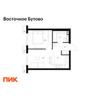 Планировка однокомнатной(квартира) площадью 34.1 квадратных метров в “ЖК Восточное Бутово”
