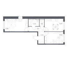 Планировка двухкомнатной(квартира) площадью 60.03 квадратных метров в “ЖК Космический Квартал”