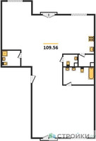 Планировка трехкомнатной(квартира) площадью 109.56 квадратных метров в “ЖК Дом Достижение”