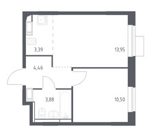 Планировка однокомнатной(квартира) площадью 36.18 квадратных метров в “ЖК Пятницкие луга”
