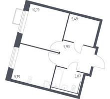 Планировка однокомнатной(квартира) площадью 35.83 квадратных метров в “ЖК Молжаниново”