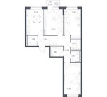 Планировка трехкомнатной(квартира) площадью 78.92 квадратных метров в “ЖК Новое Видное”