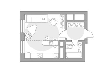 Планировка студии(квартира) площадью 25.98 квадратных метров в ЖК “ЖК Ильинойс”