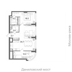 Планировка двухкомнатной(квартира) площадью 79.9 квадратных метров в ЖК “ЖК СТОУН Блик”