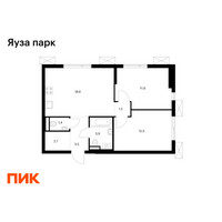 Планировка двухкомнатной(квартира) площадью 55.7 квадратных метров в “ЖК Яуза Парк (Мытищи)”