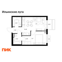 Планировка однокомнатной(квартира) площадью 37.38 квадратных метров в “ЖК Ильинские луга”
