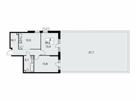 Планировка двухкомнатной(квартира) площадью 83.2 квадратных метров в “ЖК Скандинавия”