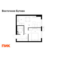 Планировка однокомнатной(квартира) площадью 38.7 квадратных метров в “ЖК Восточное Бутово”