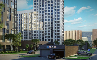 Въезд на парковку ЖК «Город на Реке Тушино-2018»