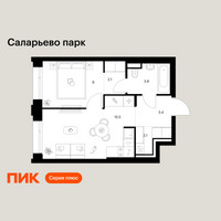 Планировка однокомнатной(квартира) площадью 35.9 квадратных метров в “ЖК Саларьево парк”