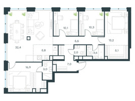 Планировка 4+ комнатной(квартира) площадью 116 квадратных метров в “ЖК Level Звенигородская”