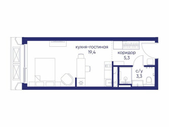 Планировка студии(квартира) площадью 28.02 квадратных метров в ЖК “ЖК Остров”