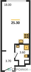 Планировка студии(квартира) площадью 25.3 квадратных метров в ЖК “ЖК Нагатино Ай-Лэнд”