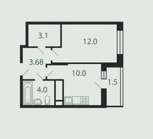 Планировка студии(квартира) площадью 28.2 квадратных метров в “ЖК Квартал Новые Котельники”