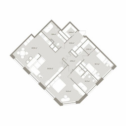 Планировка трехкомнатной(апартаменты) площадью 112.56 квадратных метров в ЖК “ЖК D'ORO MILLE (Доро Милле)”