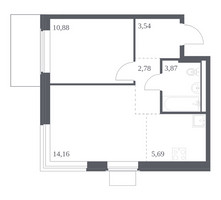 Планировка однокомнатной(квартира) площадью 40.92 квадратных метров в “ЖК Квартал Западный”