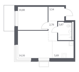 Планировка однокомнатной(квартира) площадью 40.92 квадратных метров в ЖК “ЖК Квартал Западный”
