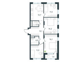 Планировка 4+ комнатной(квартира) площадью 86.8 квадратных метров в “ЖК Level Лесной”