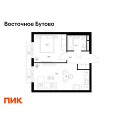 Планировка однокомнатной(квартира) площадью 37.2 квадратных метров в ЖК “ЖК Восточное Бутово”