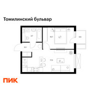 Планировка однокомнатной(квартира) площадью 35.5 квадратных метров в “ЖК Томилинский бульвар”