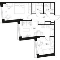 Планировка двухкомнатной(квартира) площадью 58.3 квадратных метров в “ЖК Нексус от Аквилон”