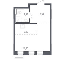 Планировка студии(квартира) площадью 26.17 квадратных метров в “ЖК Рублевский Квартал”